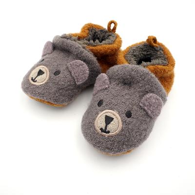 Lauflernschuh MAXIMO, Baby, Gr. 19/20, holzkohle, sudanbraun, Obermaterial: 100% Wolle, Schuhe Lauflernschuh, Hausschuhe, Wollfleece, Plüsch, rutschfest, atmungsaktiv, wärmend