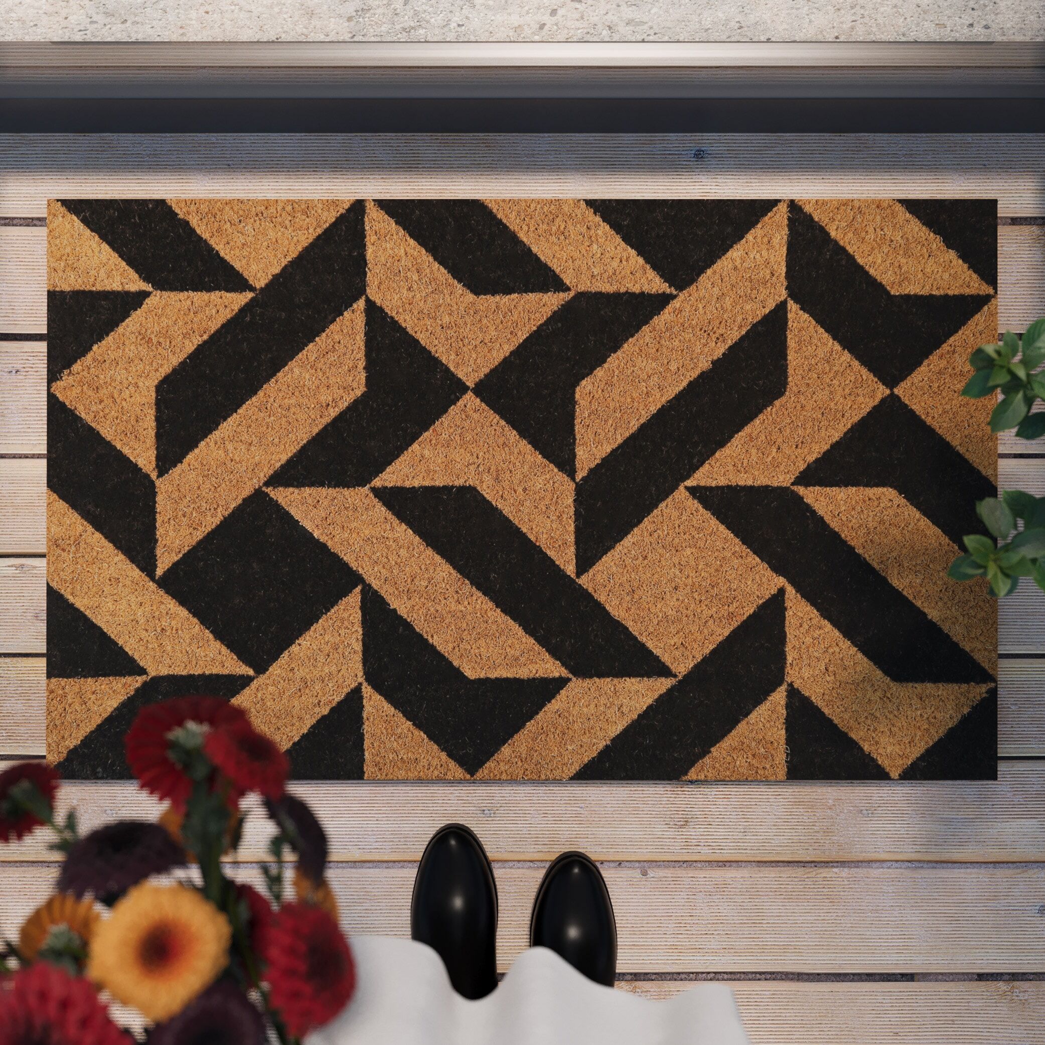 Fussmatte WECON HOME "Mainstage", beige (natur,schwarz), B:60cm H:18mm L:90cm, Kokos, Teppiche, Fussmatte, rutschfest, robust, innen, Aussenbereiche überdacht, schwer natur,schwarz B : 60cm 1 Stk., 18mm, L: 90cm