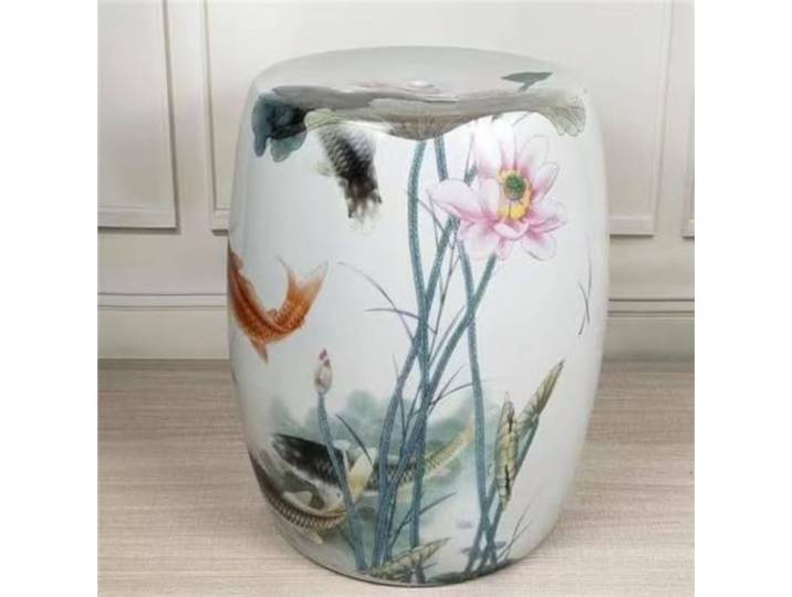 Keramik-Gartenhocker Jingdezhen Porzellan Trommelhocker als Beistelltisch Hochwertiges Porzellan, vielseitiger Trommelhocker für Innen- und Außenbereich(F)
