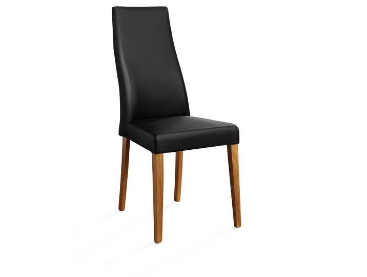 BEILA Polsterstuhl, Material Echtleder / Eiche massiv, schwarz