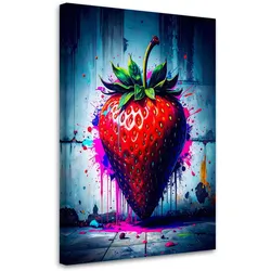 LEINWANDBILD Frucht Erdbeer Abstrakt 80x120cm