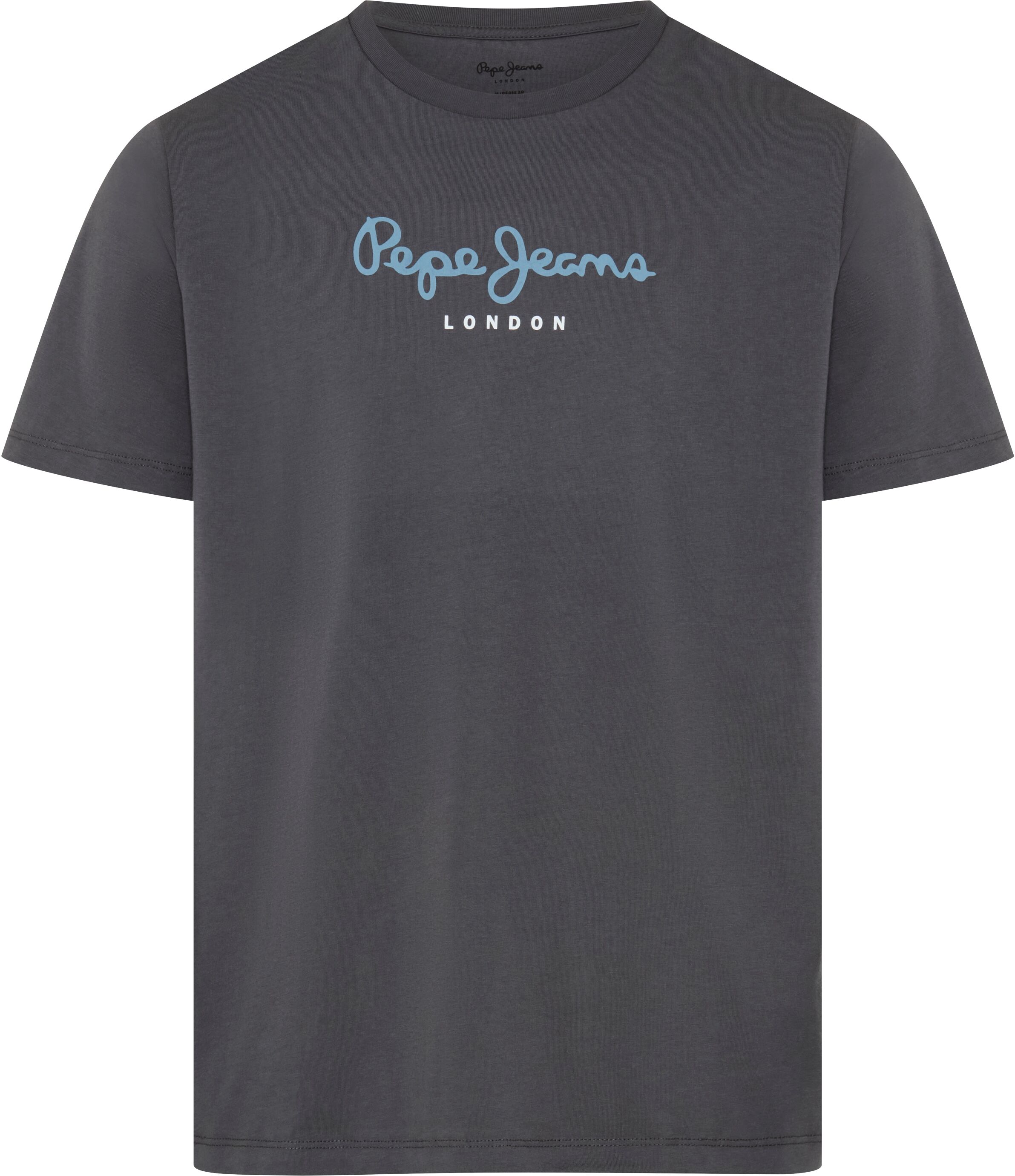 Rundhalsshirt PEPE JEANS "EGGO", Herren, Gr. L, grau (thunder grau), Jersey, Obermaterial: 100% Baumwolle, normal normal, Rundhals, Shirts Rundhalsshirt thunder grau L