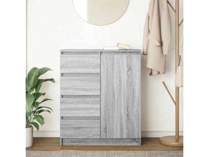 KTHLBRH Sideboard mit Schubladen Grau Sonoma 71 x 35 x 84 cm Technisches Holz, 4 Schubladen, 1 Tür, 1 Einlegeboden, individuelle Montage, einfache Wartung