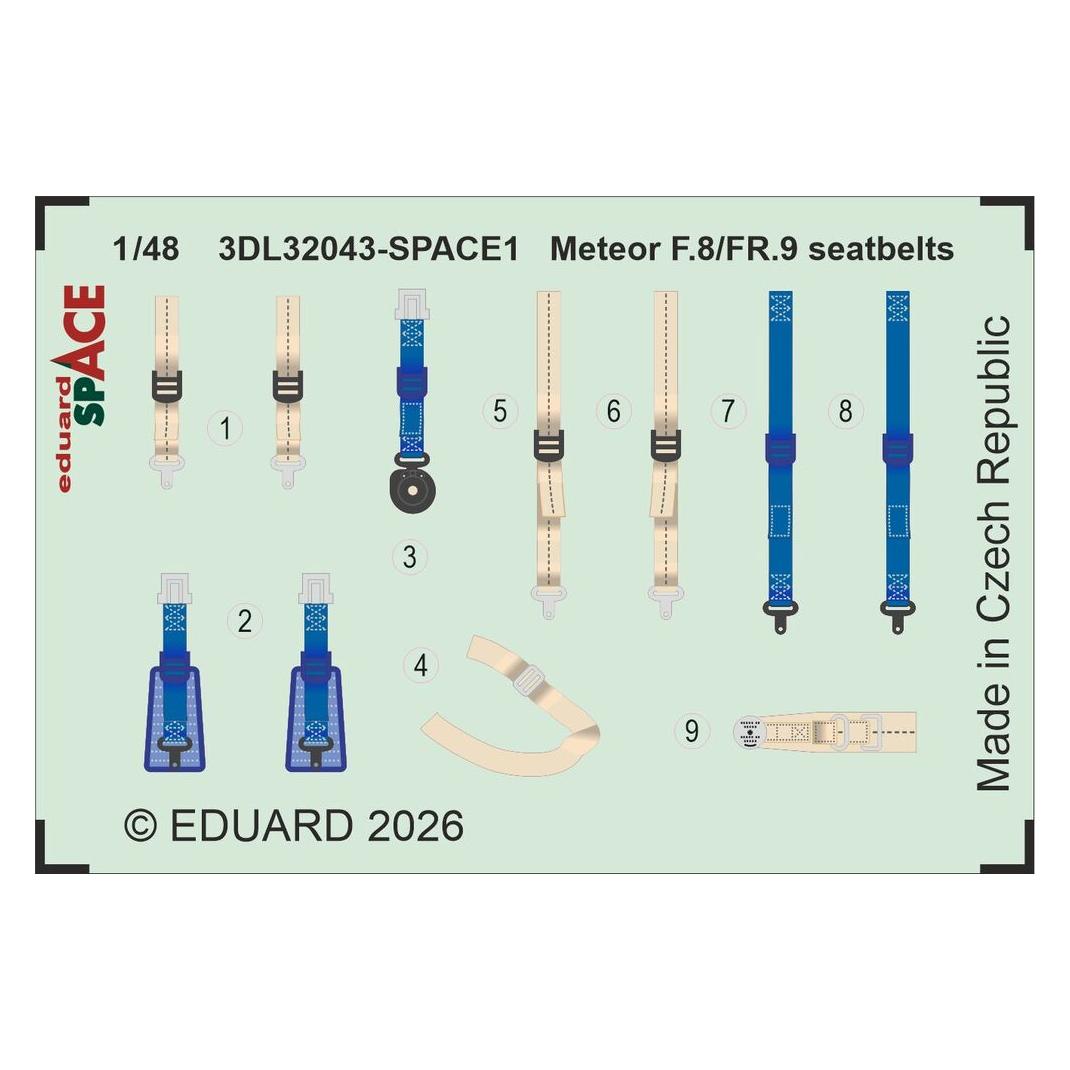 Eduard Meteor F.8/FR.9 seatbelts SPACE for Revell (3DL32043)