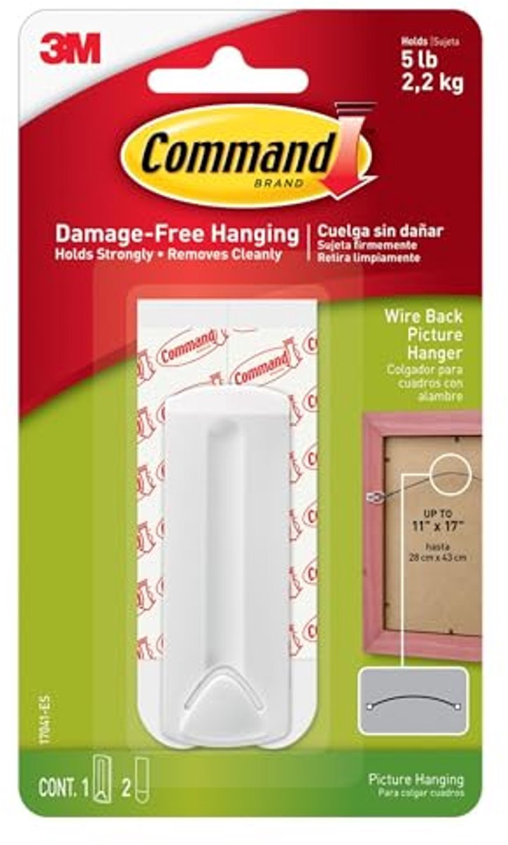 Canvas en Foto Hanger met Draad - 1 Hanger en 2 Strips - Wit