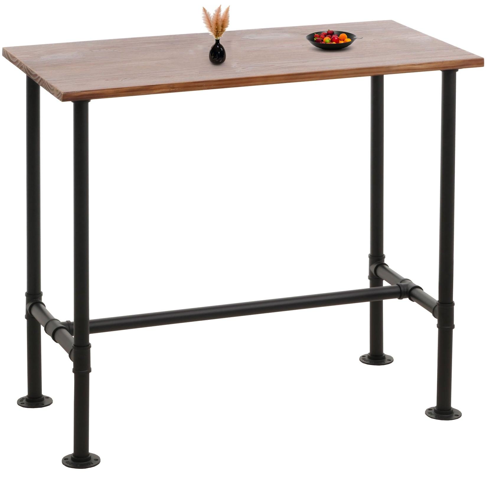 Bartisch MCW-N21, Thekentisch Bistrotisch, Fußablage Industrial Metall Massiv-Holz Kiefer 108x120x61cm ~ braun