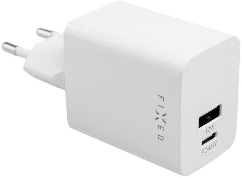 Fixed Mini Vægoplader 45W m. USB-A & USB-C - Hvid