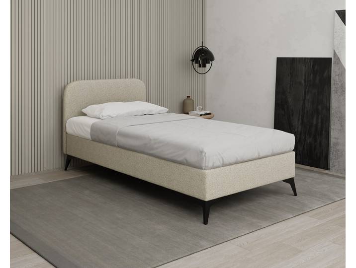 MAVILO 100x200cm, Polsterbett, Einzelbett, Stoff Beige - Raven 22