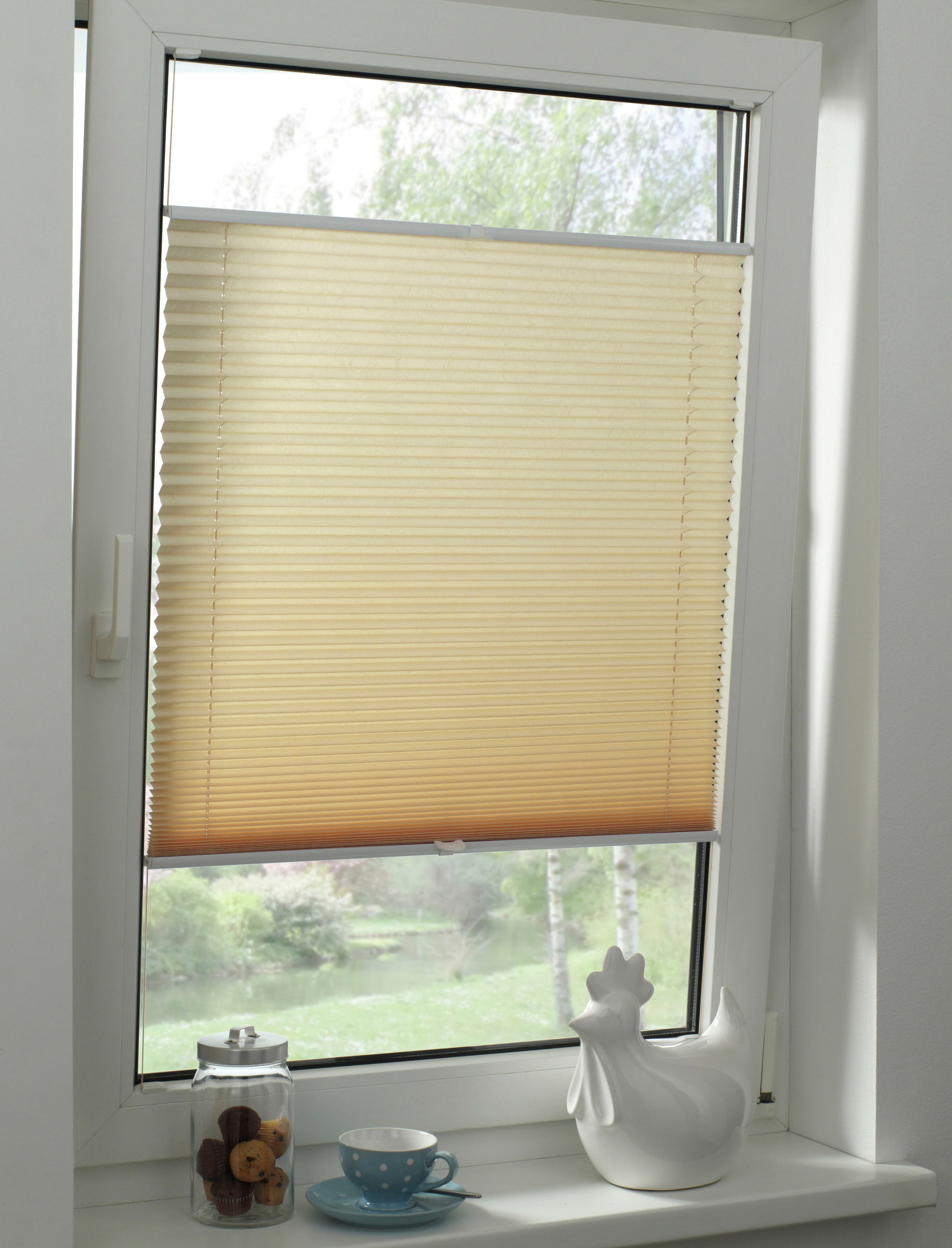 Plissee GARDINIA "Concept Tageslicht", beige, B:50cm H:130cm, Obermaterial: 100% Polyester, Plissees, Plissee, in der Breite kürzbar beige 130cm, zweiseitig verschiebbar, 50cm