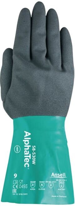 Gant protection chimique AlphaTec 58-530W T. 10 vert bouteille/gris anthracite E ; Ansell Health Care (58-530W-10)