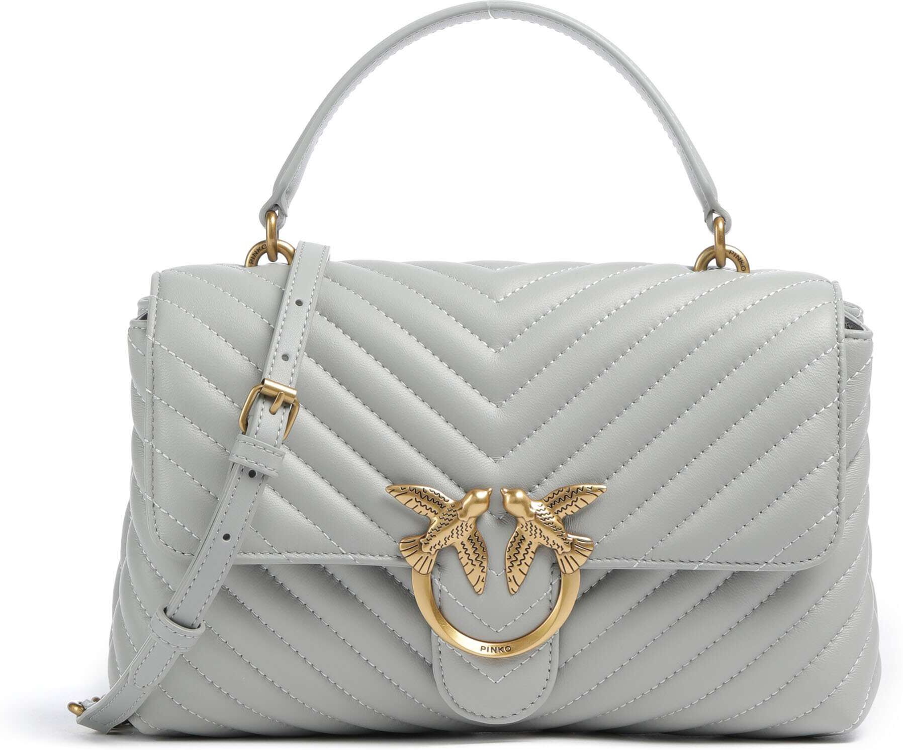 Pinko Love Lady Puff Classic Handtasche aus Leder, grau