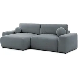 ECKSOFA Puffy mit Schlaffunktion und Bettkasten - besonders weich und puffig aus Dunkelgrau Webstoff - Ottomane links