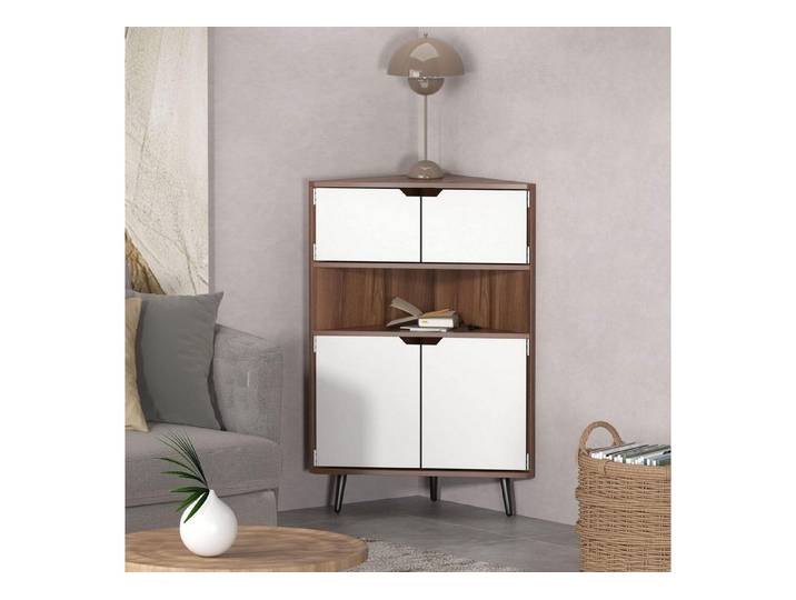 LuxusKollektion Eckregal Eckschrank Holz mit Regalen, 1-tlg.
