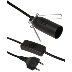 Euro-Netzkabel mit Schnurschalter und E14 Fassung, 3,5m, schwarz