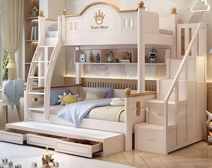 Weiß Holz Etagenbett mit Leiter Doppelstockbett Kinderbett Jugendbett