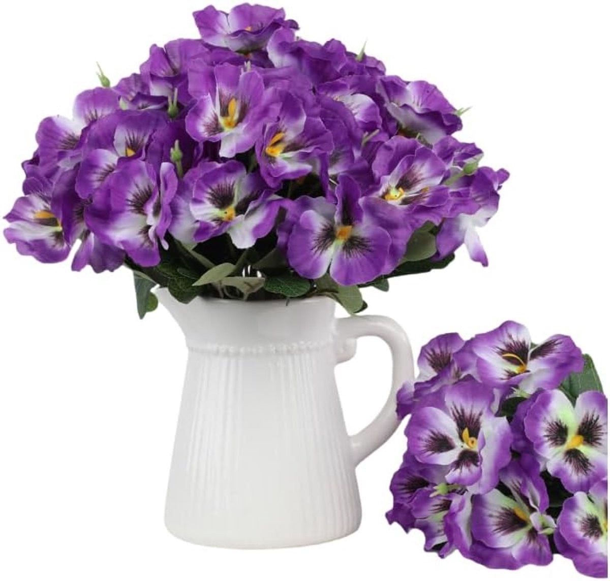 SnelShoppen 10 Bundels Kunstmatige Viooltjes en Wilde Chrysanten - UV-bestendige Zijden Kunstbloemen voor Buiten en Tuin