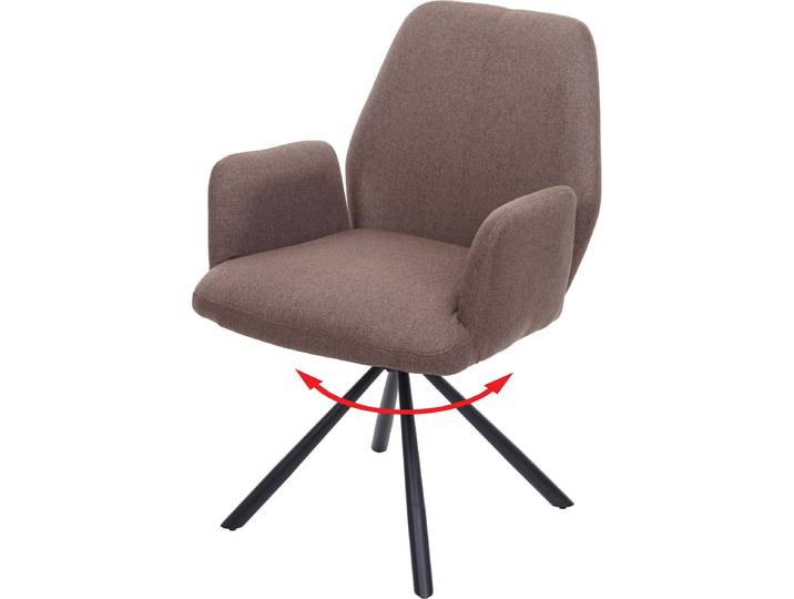 Esszimmerstuhl HWC-H71, Küchenstuhl Lehnstuhl Stuhl, drehbar Auto-Position Stoff/Textil Stahl braun