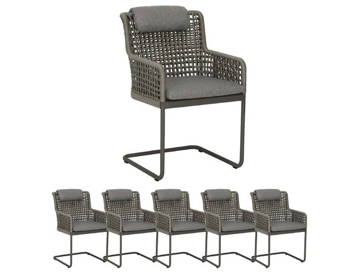 6x Stern GRETA Freischwinger Aluminium anthrazit mit Kordel