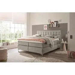 hapo Boxspringbett Bahia 180 x 200 cm Stoff Grau Hellgrau