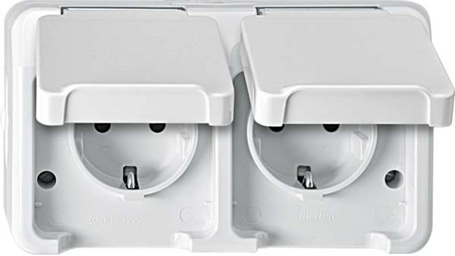 Merten Prise double SCHUKO gris clair, avec BRS MEG2320-8029 (MEG2320-8029)