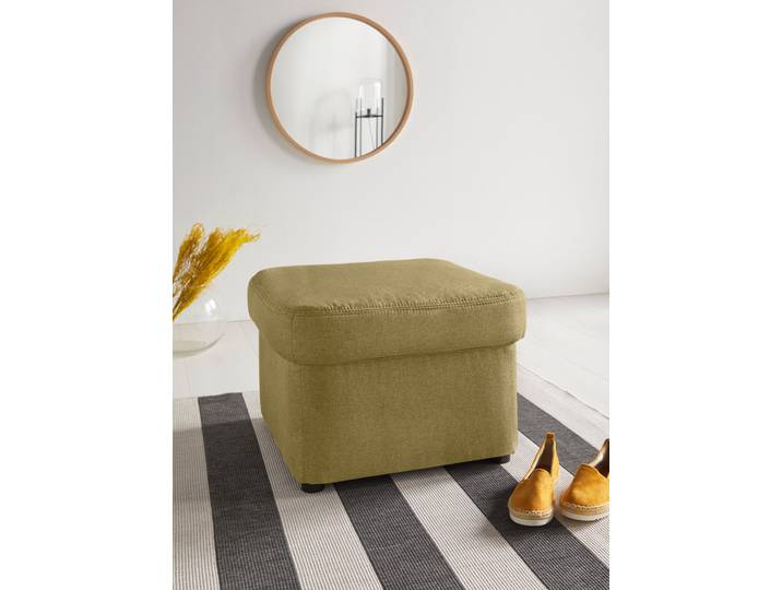 Hocker, Grün & Gelb, 57x41x57 cm, Luxus-Microfaser, Polsterhocker, Modern, Domo-Collection
