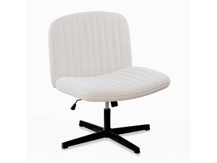 Chaise de brueau en velours Chaise Pivotante Sans Accoudoirs Chaise coiffeuse - réglable en hauteur Fauteuil de bureau Beige