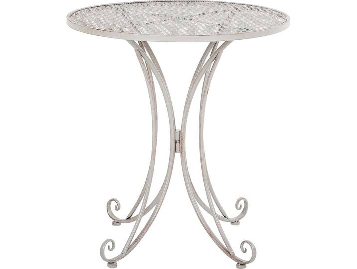 BELIANI Gartentisch Grau Metall Rund Balkon Terrasse Garten Romantisch