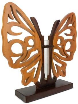 G6 Collection Handmade Wooden Butterfly Vase Decor Hand Carved Decorative Accent Handcrafted Art Home Decoration Gift Butterfly