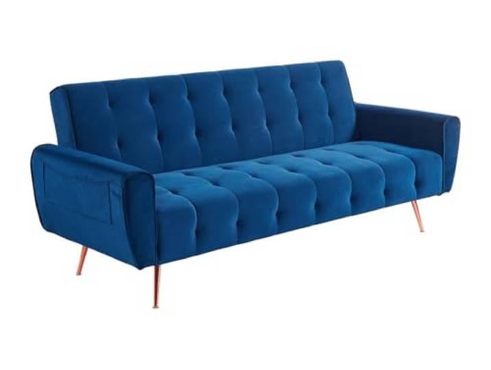 Vente-unique Schlafsofa, 3-Sitzer, ausziehbar, Schlafsofa, Samt, Polari, Nachtblau