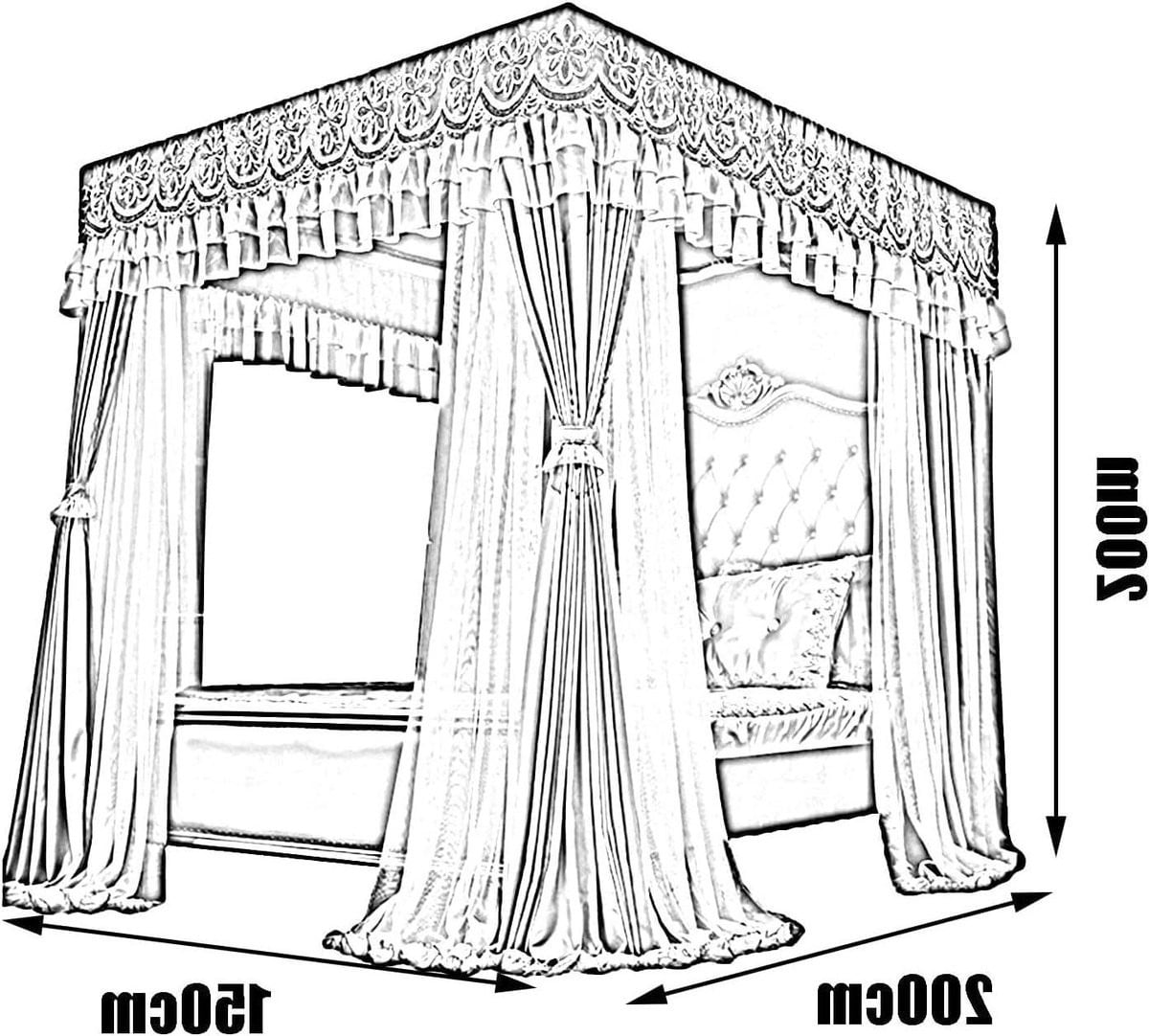 Bed Canopy Bed Gordijn voor Slaapkamer Decoratie Stijl 5, B/D/H: 2 x 1,5 x 2 m