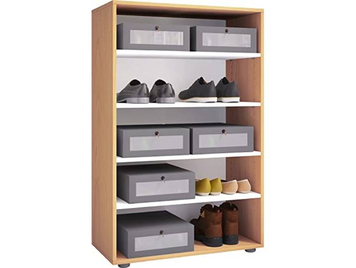 VCM Schuhschrank Buche 70x37x110 cm 5 Fächer Holzwerkstoff Flur Diele Verstaut Schuhe, Schals und Zubehör griffbereit - im Eingangsbereich - für Mieter und Eigentümer - platzsparend im Design