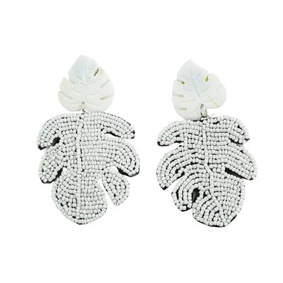 Paar Ohrclips "Leaf", Damen, weiß, Glas, COLLEZIONE ALESSANDRO, Ohrringe