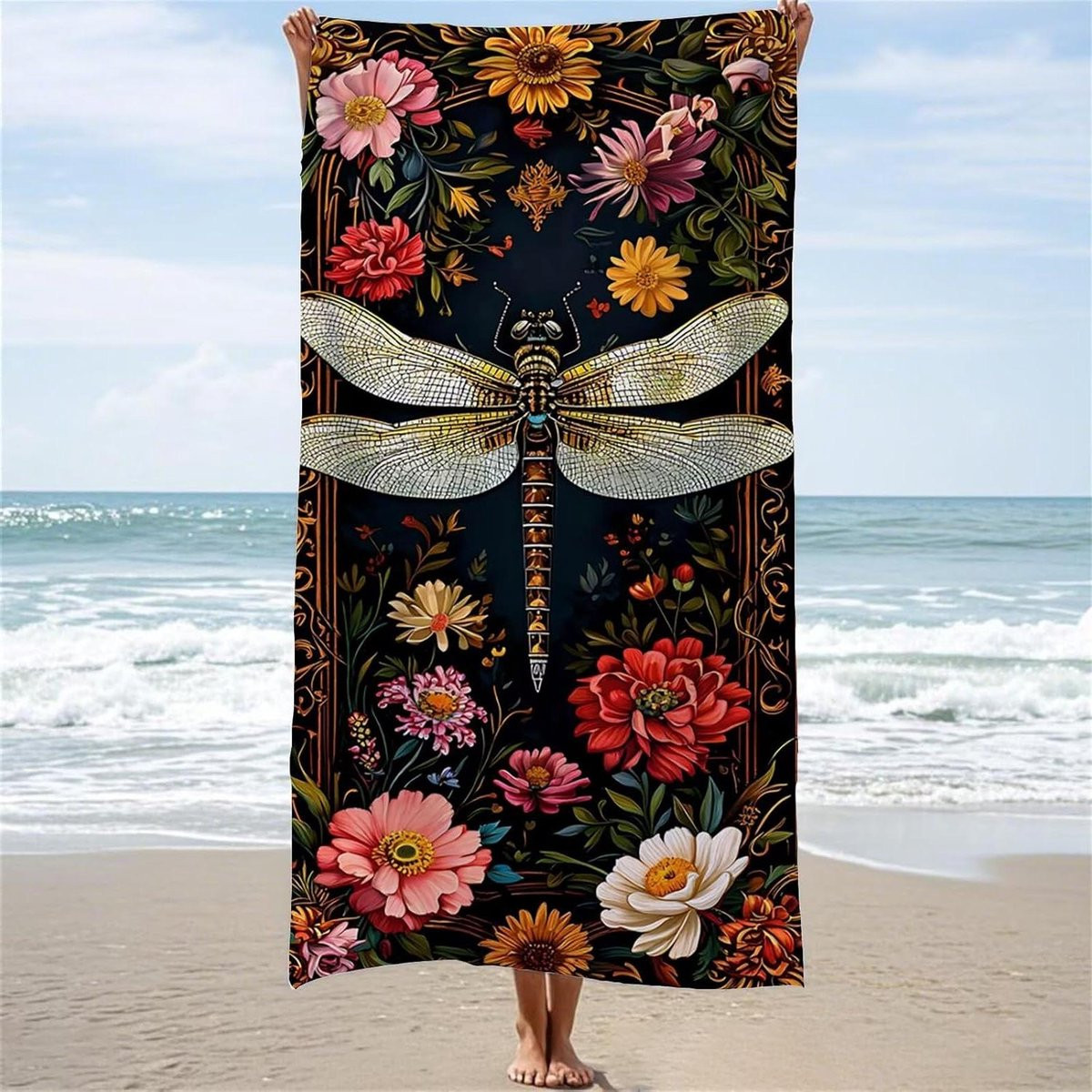 Microvezel Strandlaken met Bloemenprint - Veelkleurig - 70 x 140 cm