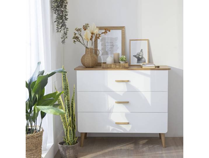 Commode en bois et blanc