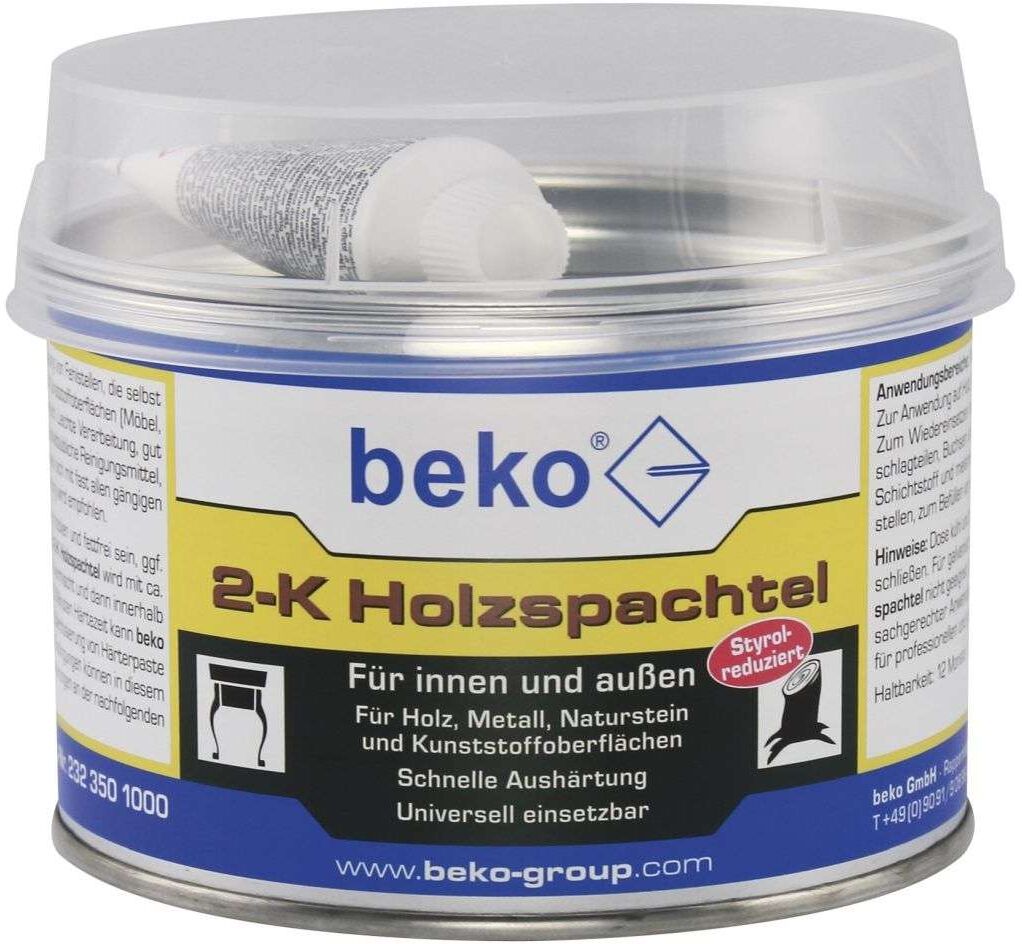 Beko 2-Komponenten Holzspachtel, 1 kg, ähnlich eiche, inkl. Härter