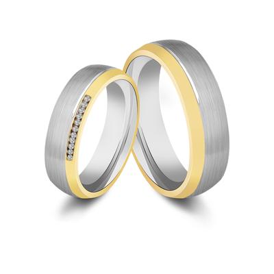 Partnerring AKZENT "Benhol" Partnerringe Set - Verlobungsring - Wasserfest" Gr. 56, silber (bicolor56), Fingerringe, Herren, 56, Edelstahl