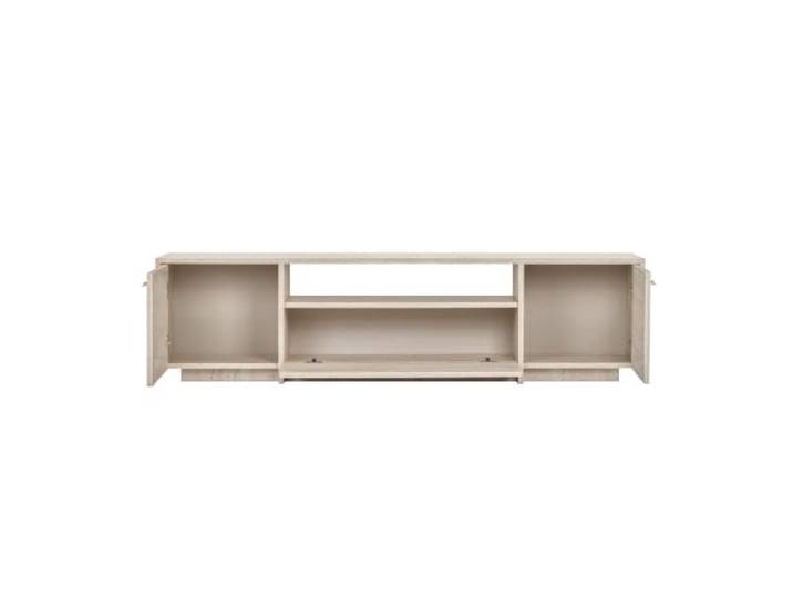 Hanah Home Stilvoller TV-Ständer, Travertin-Optik, 180 x 46 x 35 cm 100% melaminbeschichtete Spanplatte, Eisengriff Modernes Design fürs Wohnzimmer