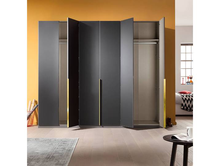 Drehtürenschrank Glam 270cm Grau Basic Gold