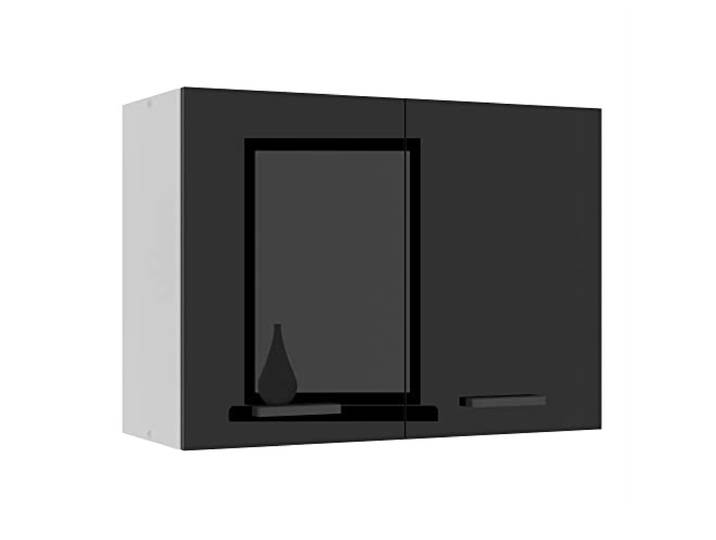 Belini Hängeschrank Küche SG 80 cm, mit 2 Türen, Schwarz Hochglanz Küchenschränke, Oberschrank, Küchenhängeschränke, Wandschrank Hängend