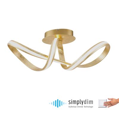 PAUL NEUHAUS Deckenleuchte "MELINDA", gold (goldfarben), 1, H: 24,5cm, 1 Stk., Leuchten, LED, dimmbar, Simply Dim, Memory, nach Trennung vom Netz, Deckenleuchte