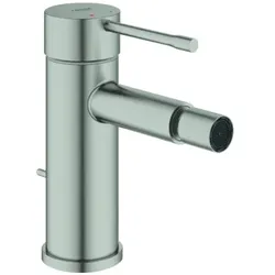 Grohe Essence Einhand-Bidetbatterie, Ausladung 111mm, mit Zugstangen-Ablaufgarnitur, 24178DC1, Farbe: Supersteel