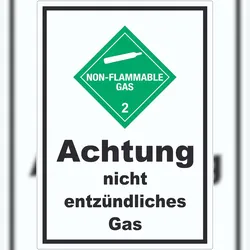 HB-Druck Aufkleber nicht entzündliches Gas non-flammable A9 (37x52mm)