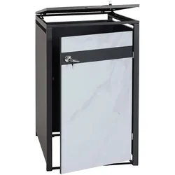 Proregal 1er Mülltonnenverkleidung | HxBxT 117x68x80cm | Anthrazit | Marmor-Optik hell | Mülltonnenbox