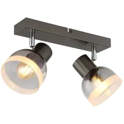 Deckenlampe Deckenstrahler Flurlampe Bewegliche Spots Schwarz Metall Glas L 26cm