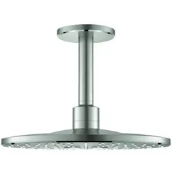 Grohe Rainshower Kopfbrauseset 26477DC0 supersteel, mit Deckenauslass 14,2 cm, 2 Stahlarten