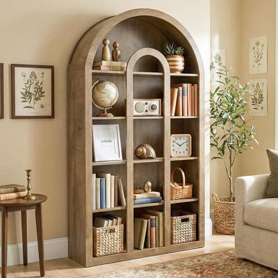 Bluebell "71"" Tall Bookshelf, 5-Tier Black Arched Bookcase with Open Shelves, Vintage Free-Standing Display Shelves"