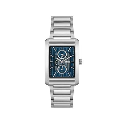 Multifunktionsuhr BOSS "PRINCIPLE DRESS MULTI", silber (silberfarben, blau, blau), Armbanduhren, Herren, silberfarben, Quarzuhr, Armbanduhr, Herrenuhr, Edelstahlarmband, analog