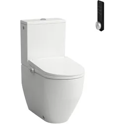 LAUFEN Cleanet Pro Stand-WC-Kombination, Dusch-WC Aufsatz mit Fernbedienung, spülrandlos, Tiefspüler, 375x650mm, H602890000S002
