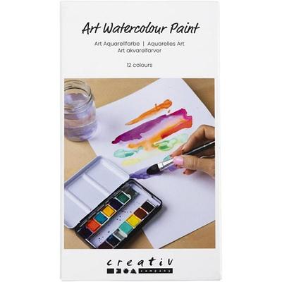 Creativ Company Art Aquarellfarbe, Halbwannen, Blumen und , Landschaften, Größe 10x15x20mm, sortierte Farben, 12 Farbe/ 1 Stk