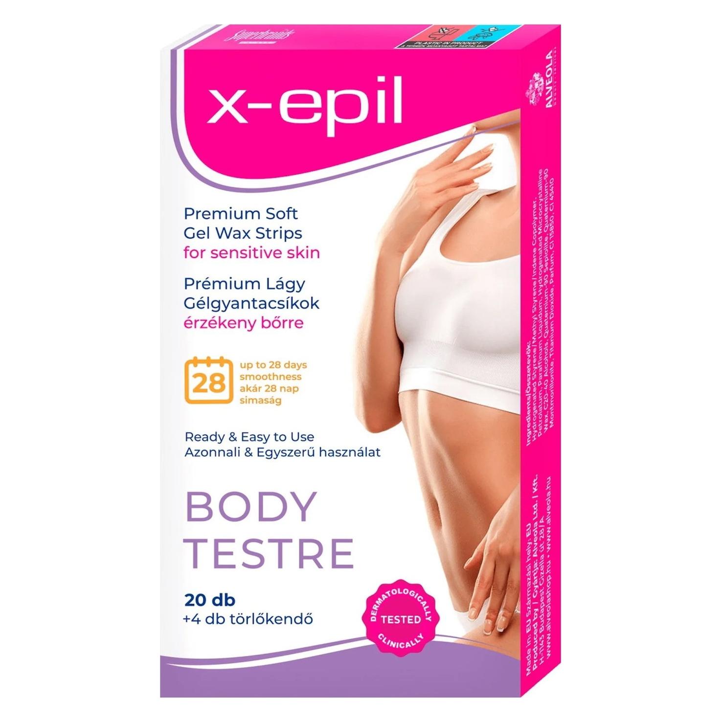X-epil Premium Soft, Seidiges Finish, Enthaarungswachsstreifen, 20 Stück (20x) (74847817)